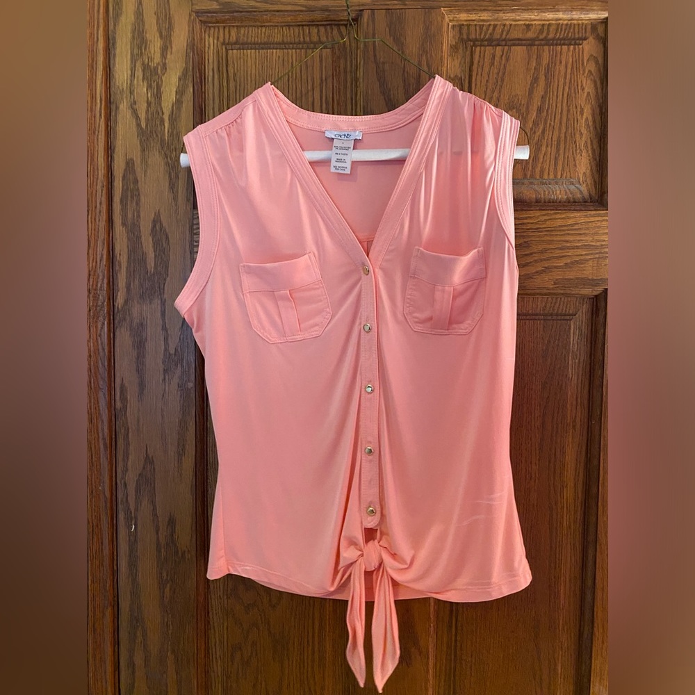Pink Cache Top with Gold Buttons